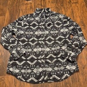 AE American Eagle Aztec Western Shirt XXL Black Gray Geometric Button Up Cotton